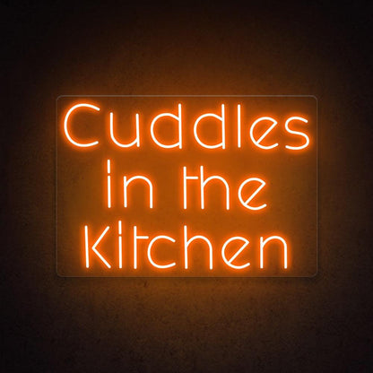 Cuddles In The Kitchen White Script Led Neon Sign For Kitchen Decor | Shineneon
