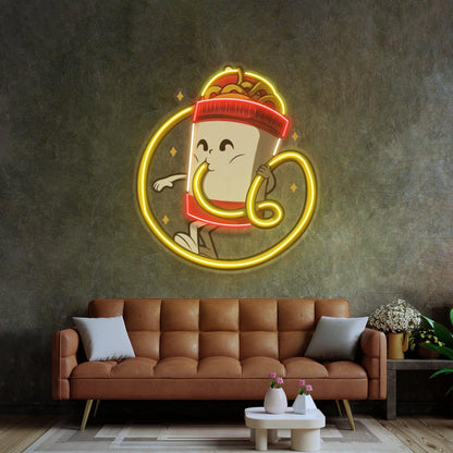 Cup Noodles Cartoon Noodle Slurp Uv Printed Led Neon Sign For Home Restaurant Decor | Shineneon