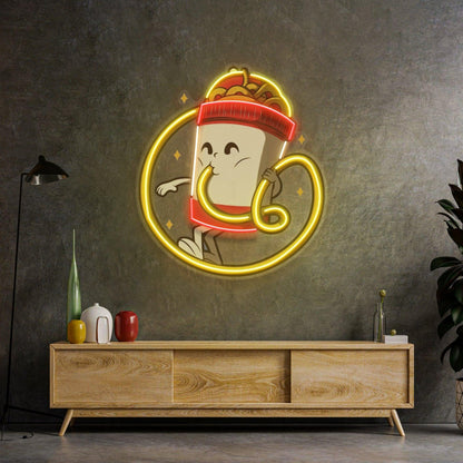 Cup Noodles Cartoon Noodle Slurp Uv Printed Led Neon Sign For Home Restaurant Decor | Shineneon