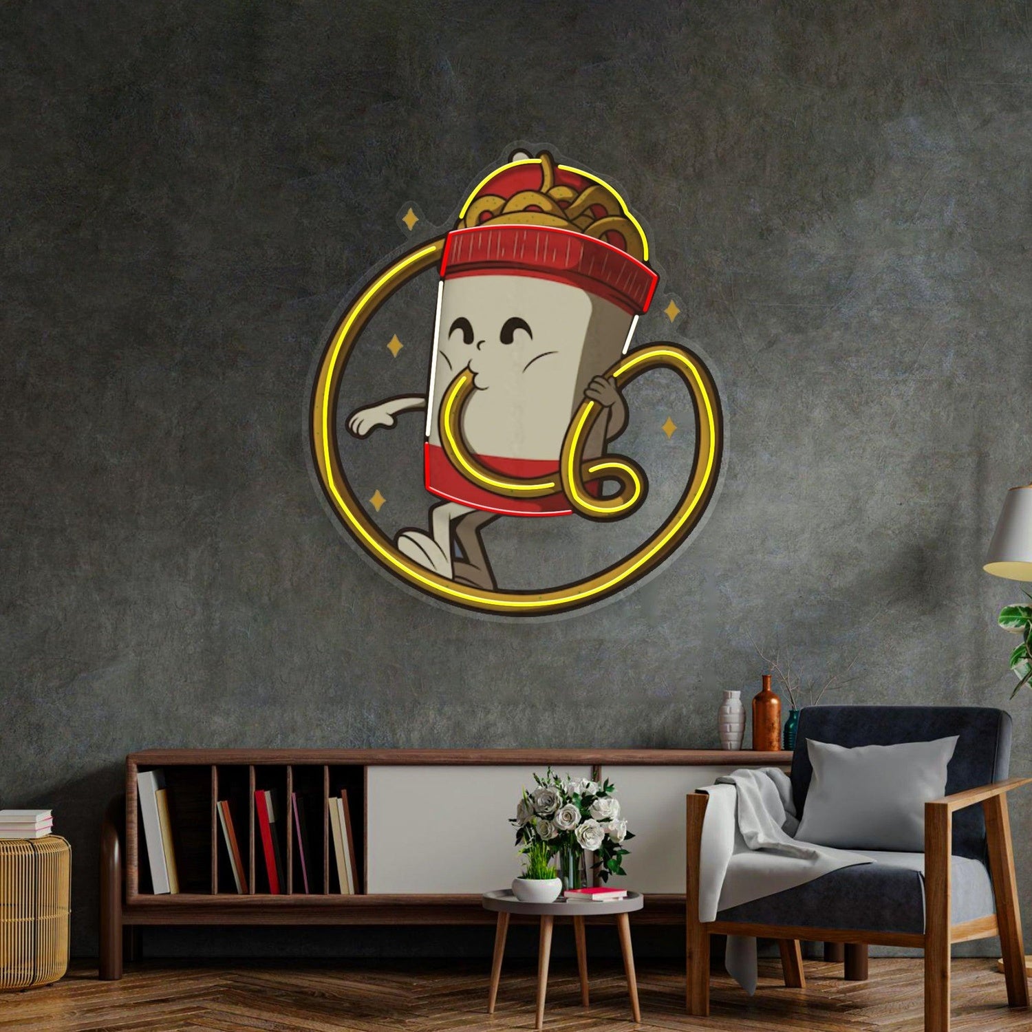 Cup Noodles Cartoon Noodle Slurp Uv Printed Led Neon Sign For Home Restaurant Decor | Shineneon
