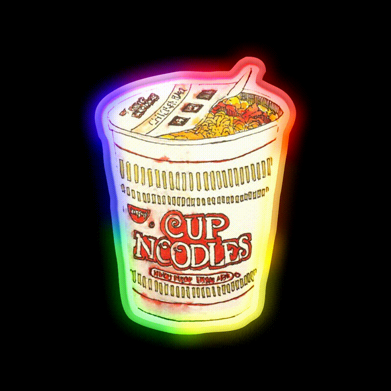 Cup O Noodle Fast Food Led Neon Sign For Burger Place Rgb Color
