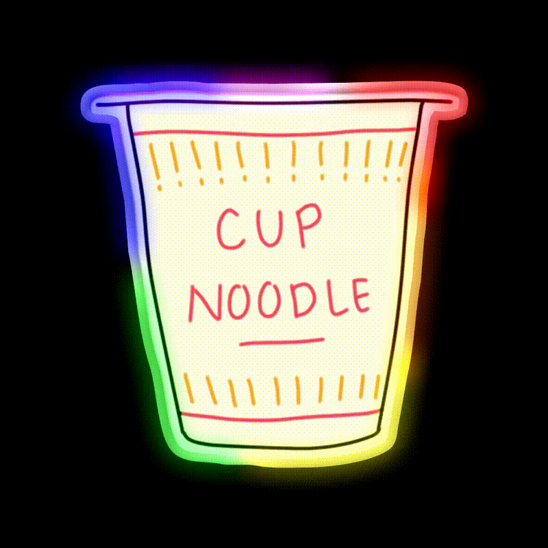Cup O Noodle Snack Food Led Neon Sign Rgb Color - LED neon sign close-up detail
