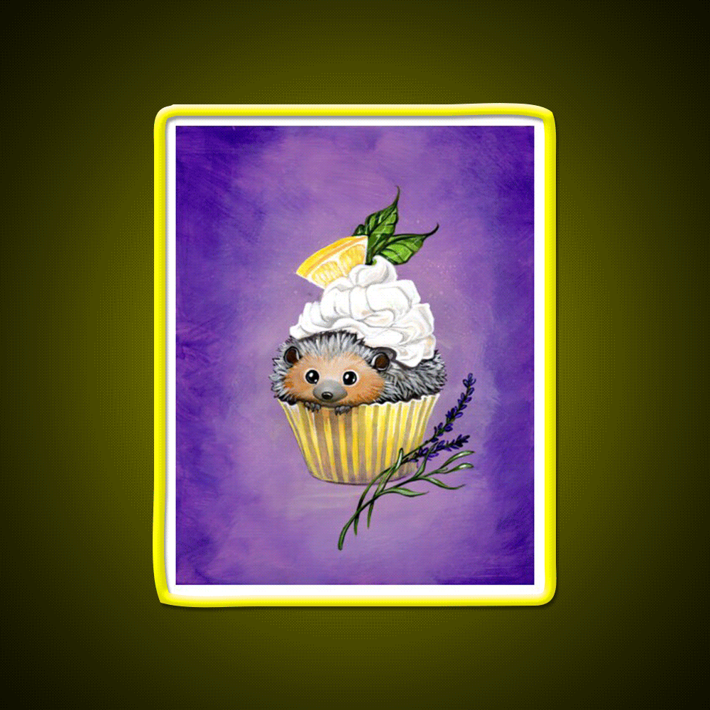 Cupcake Hedgehog Snack Food Led Neon Sign Rgb Color - Custom LED neon sign front view