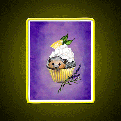 Cupcake Hedgehog Snack Food Led Neon Sign Rgb Color - Custom LED neon sign front view