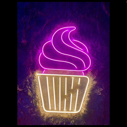 Cupcake Led Neon Sign With Pink White Design For Bakery Cafe Party Decor | Shineneon