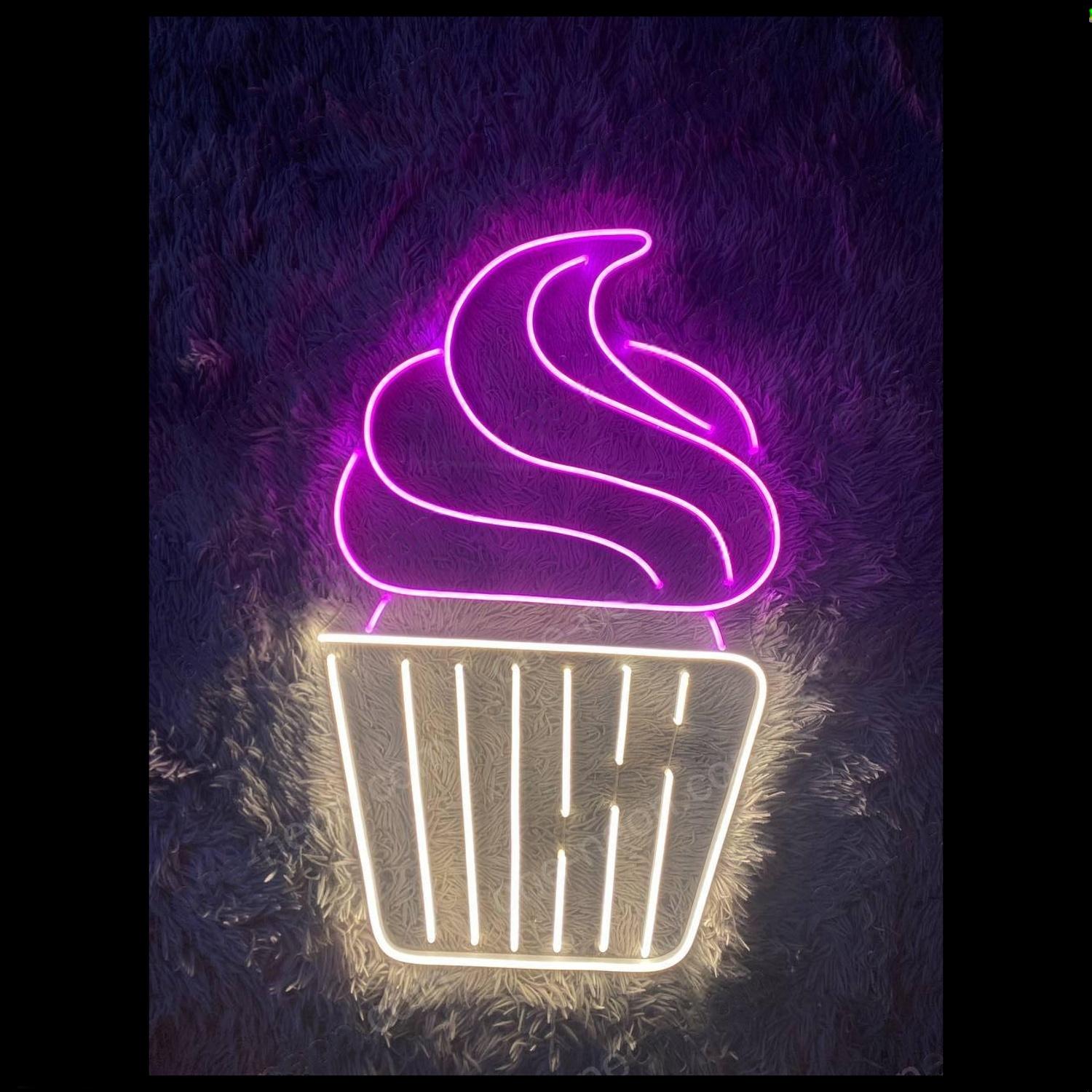 Cupcake Led Neon Sign With Pink White Design For Bakery Cafe Party Decor | Shineneon
