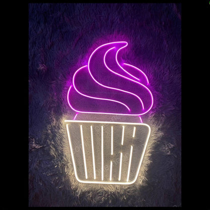 Cupcake Led Neon Sign With Pink White Design For Bakery Cafe Party Decor | Shineneon