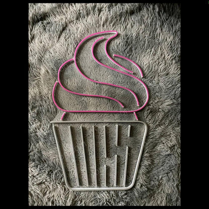 Cupcake Led Neon Sign With Pink White Design For Bakery Cafe Party Decor | Shineneon