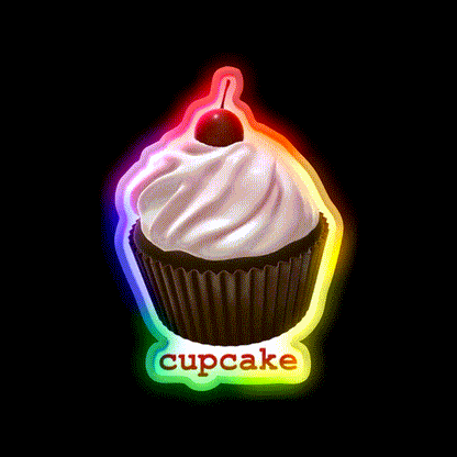 Cupcake Snack Food Led Neon Sign Rgb Color - LED neon sign close-up detail