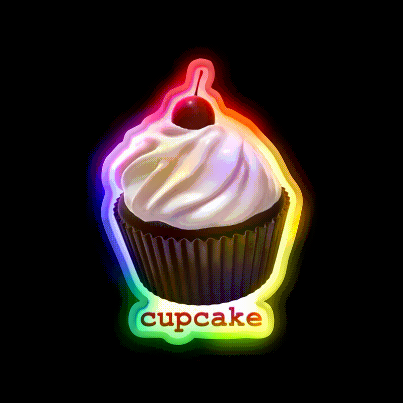 Cupcake Snack Food Led Neon Sign Rgb Color - LED neon sign close-up detail