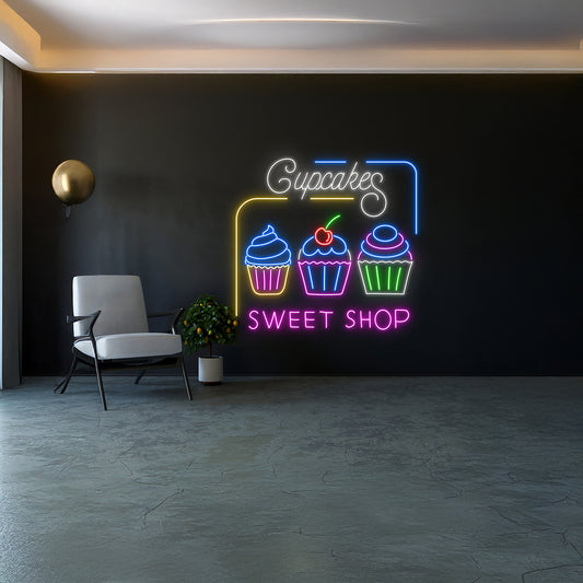 Cupcakes Led Sign Wall Decor