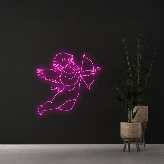 Cupid Shooting Arrow Bow Neon Light