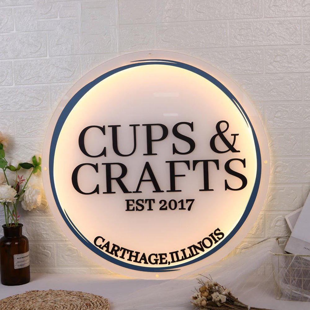 Cups Crafts Acrylic Business Logo Sign - Shineneon