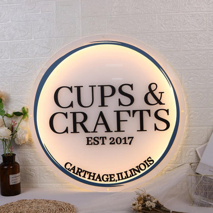 Cups Crafts Acrylic Business Logo Sign - Shineneon