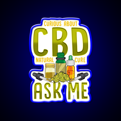 Curious About Cbd Natural Cure Ask Me Funny Gifts Green Leaf Led Neon Sign Rgb Color - LED neon sign view 5