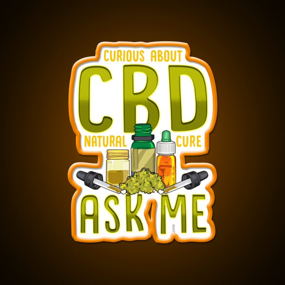 Curious About Cbd Natural Cure Ask Me Funny Gifts Green Leaf Led Neon Sign Rgb Color - LED neon sign view 6