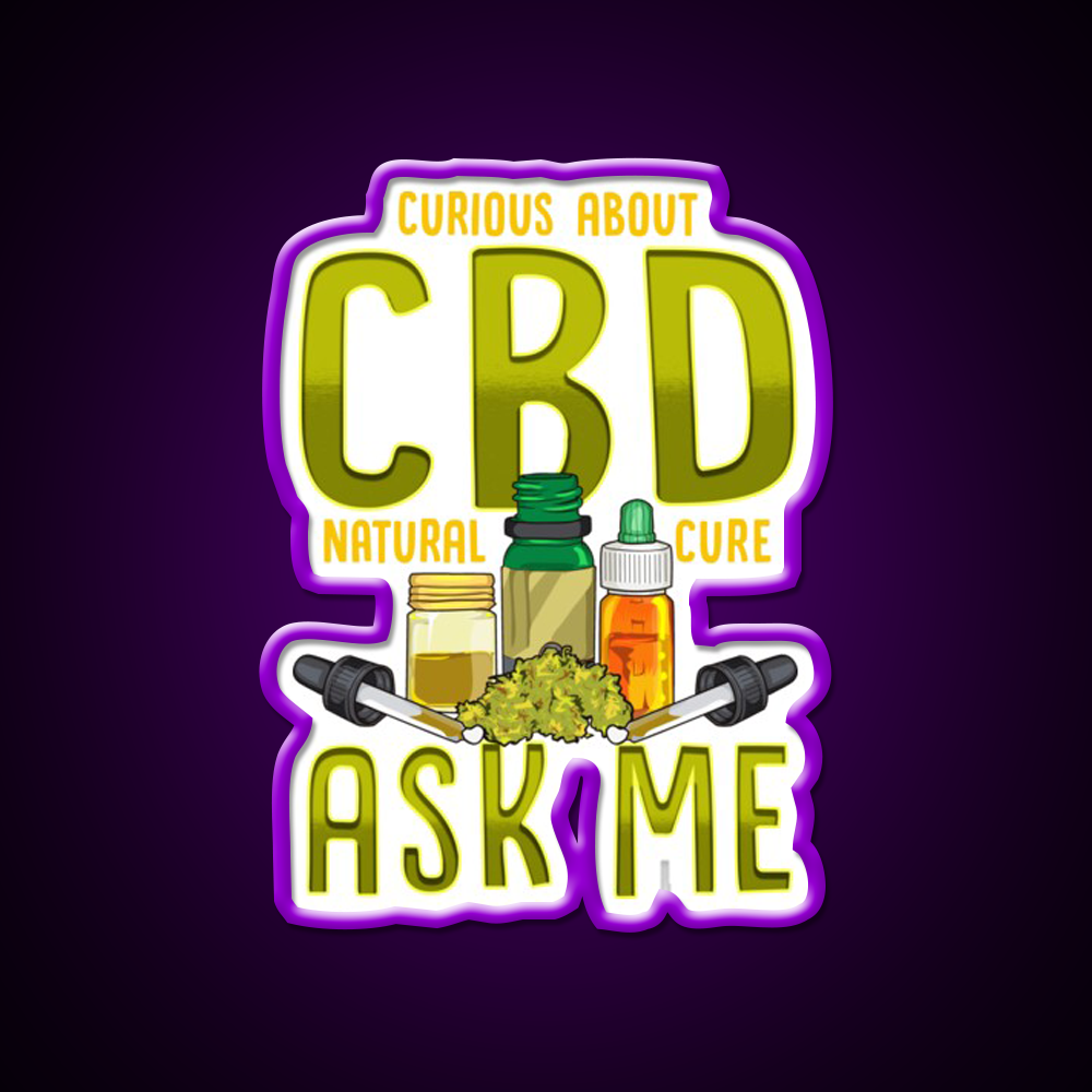 Curious About Cbd Natural Cure Ask Me Funny Gifts Green Leaf Led Neon Sign Rgb Color - LED neon sign view 9