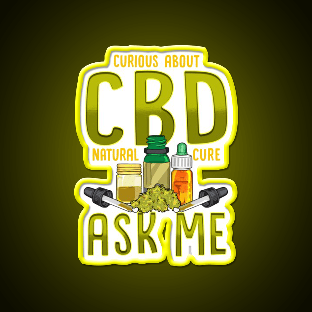 Curious About Cbd Natural Cure Ask Me Funny Gifts Green Leaf Led Neon Sign Rgb Color - Shineneon