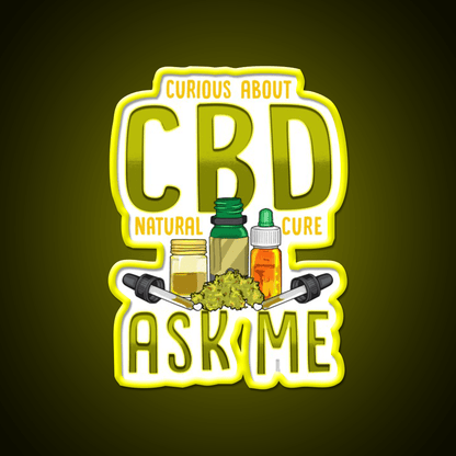 Curious About Cbd Natural Cure Ask Me Funny Gifts Green Leaf Led Neon Sign Rgb Color - Shineneon