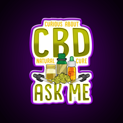 Curious About Cbd Natural Cure Ask Me Funny Gifts Green Leaf Led Neon Sign Rgb Color - Shineneon