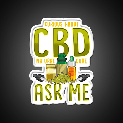 Curious About Cbd Natural Cure Ask Me Funny Gifts Green Leaf Led Neon Sign Rgb Color - Shineneon