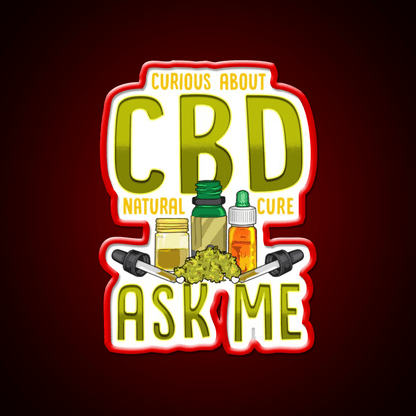 Curious About Cbd Natural Cure Ask Me Funny Gifts Green Leaf Led Neon Sign Rgb Color - Shineneon