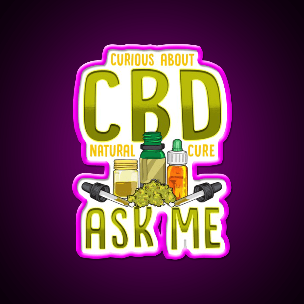 Curious About Cbd Natural Cure Ask Me Funny Gifts Green Leaf Led Neon Sign Rgb Color - Shineneon