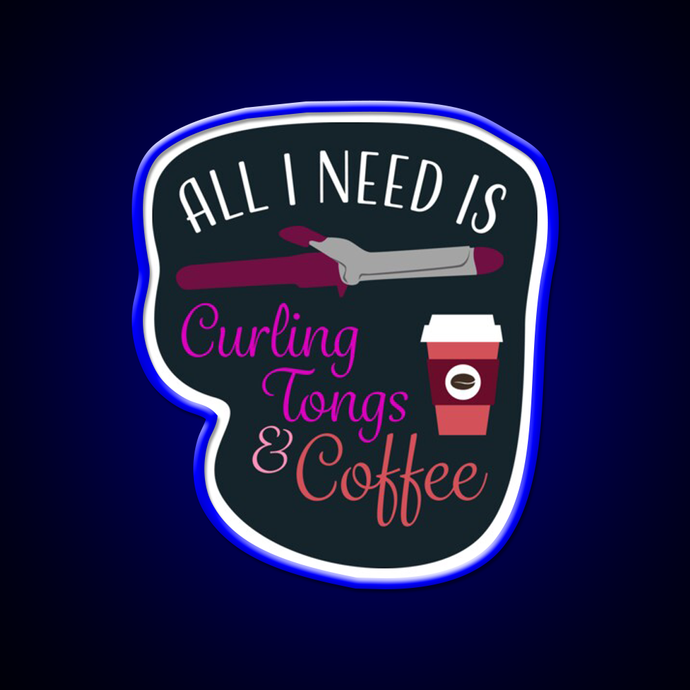 Curling Tongs And Coffee Nail Salon Led Neon Sign Rgb Color