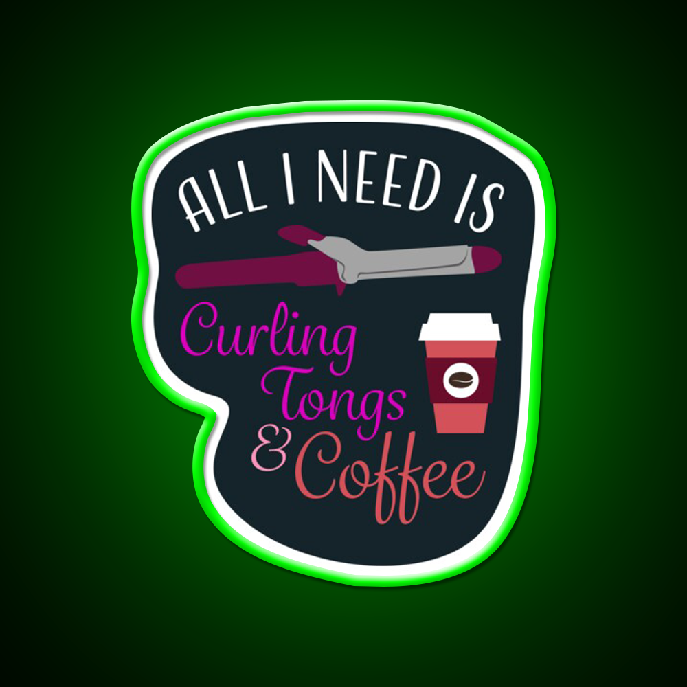 Curling Tongs And Coffee Nail Salon Led Neon Sign Rgb Color