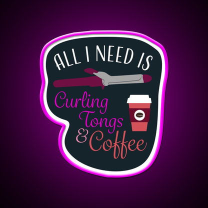 Curling Tongs And Coffee Nail Salon Led Neon Sign Rgb Color