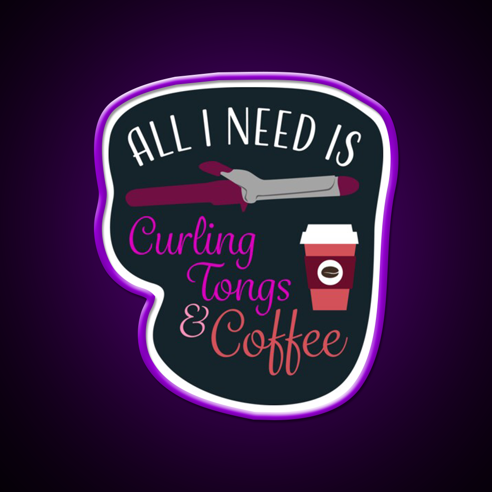 Curling Tongs And Coffee Nail Salon Led Neon Sign Rgb Color