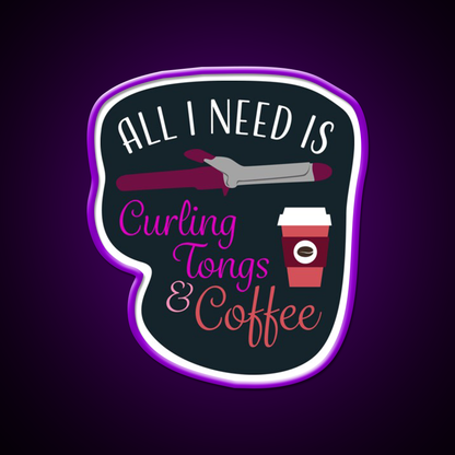 Curling Tongs And Coffee Nail Salon Led Neon Sign Rgb Color