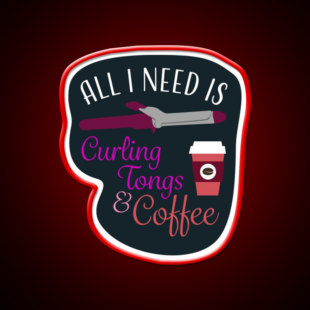 Curling Tongs And Coffee Nail Salon Led Neon Sign Rgb Color