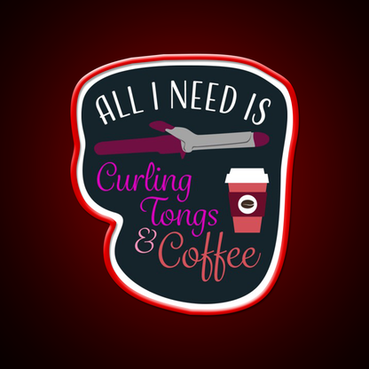 Curling Tongs And Coffee Nail Salon Led Neon Sign Rgb Color