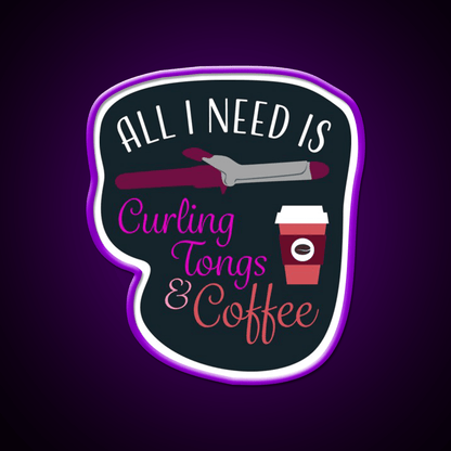 Curling Tongs And Coffee Nail Salon Led Neon Sign Rgb Color - Shineneon