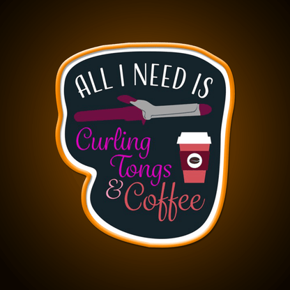 Curling Tongs And Coffee Nail Salon Led Neon Sign Rgb Color - Shineneon