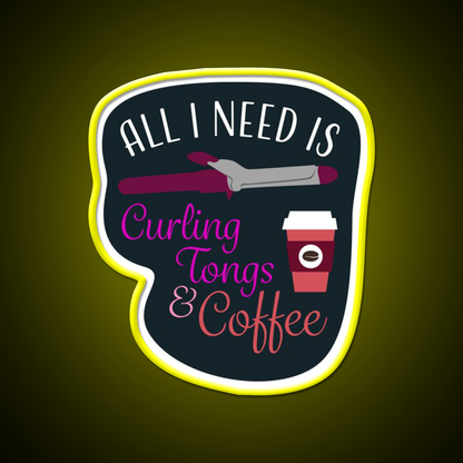 Curling Tongs And Coffee Nail Salon Led Neon Sign Rgb Color