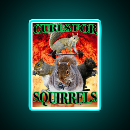 Curls For Squirrels Gym Fitness Led Neon Sign Rgb Color - Size and dimension reference