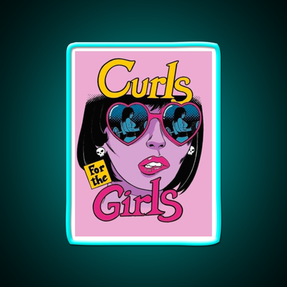 Curls For The Girls Gym Fitness Led Neon Sign Rgb Color - Size and dimension reference