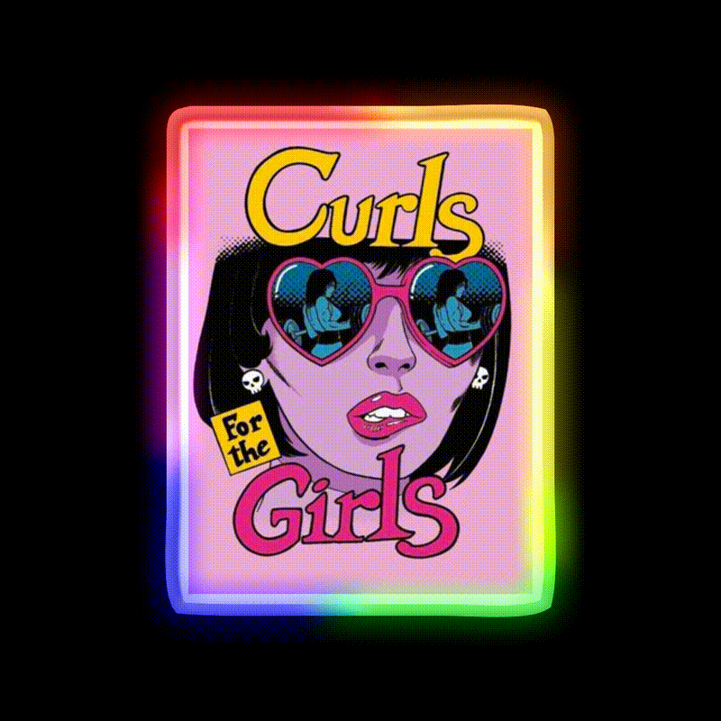 Curls For The Girls Gym Fitness Led Neon Sign Rgb Color - LED neon sign close-up detail