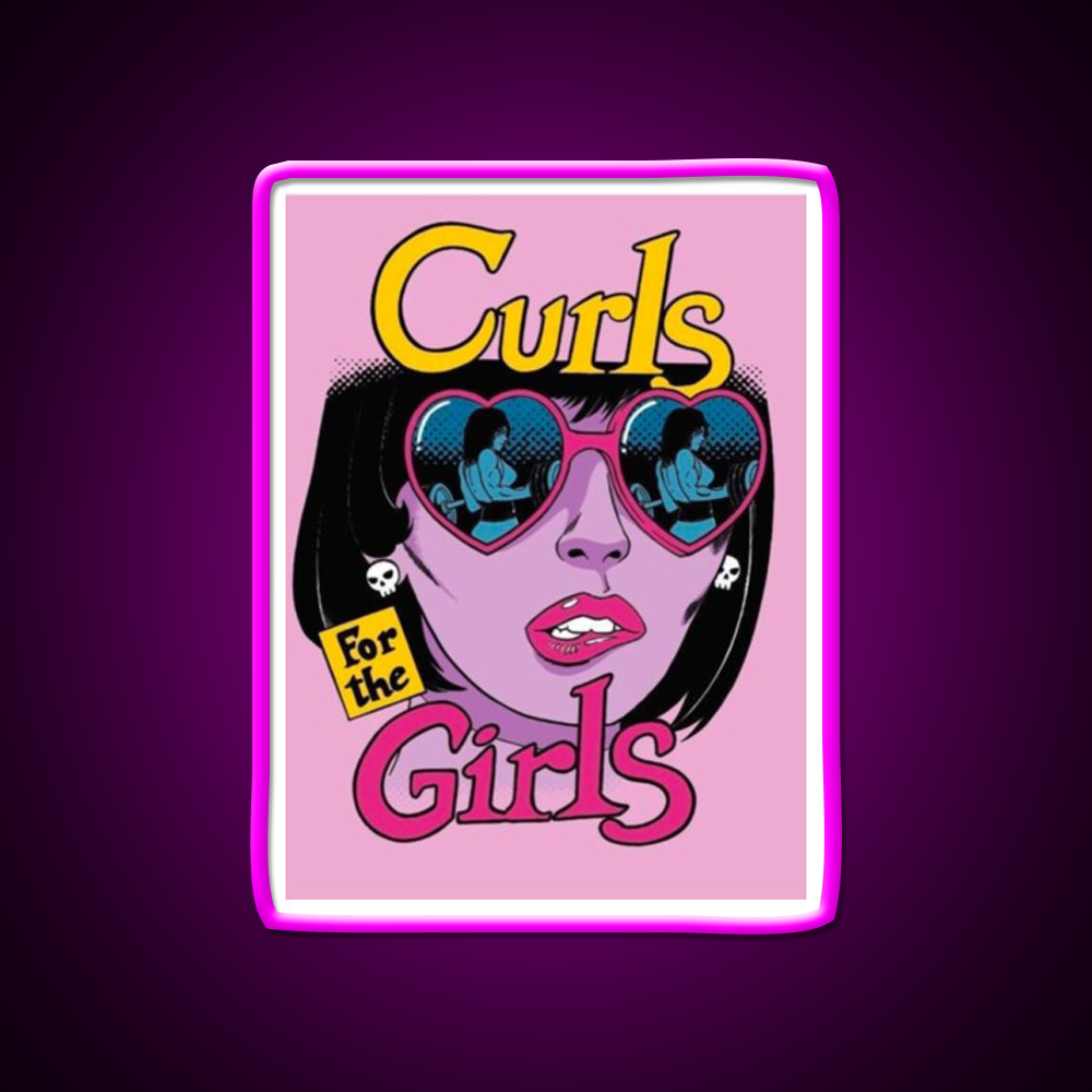 Curls For The Girls Gym Fitness Led Neon Sign Rgb Color - Neon sign mounted on wall in room