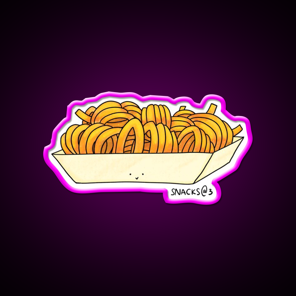 Curly Curly Curly Fries Fast Food Led Neon Sign For Burger Place Rgb Color
