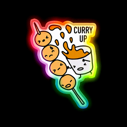 Curry Up Snack Food Led Neon Sign Rgb Color - LED neon sign close-up detail