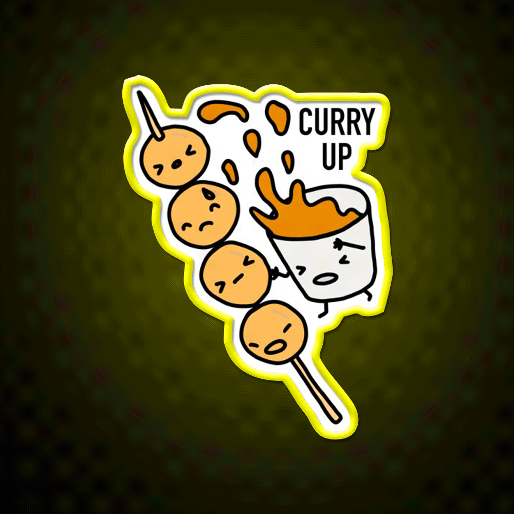 Curry Up Snack Food Led Neon Sign Rgb Color - Custom LED neon sign front view