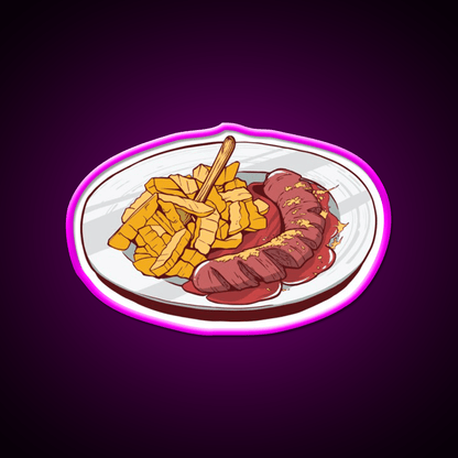 Currywurst With French Fries Snack Food Led Neon Sign Rgb Color - Shineneon