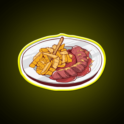 Currywurst With French Fries Snack Food Led Neon Sign Rgb Color - Shineneon