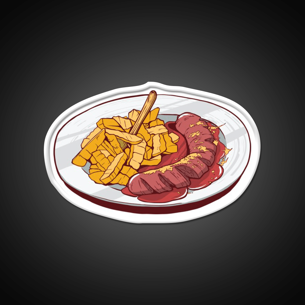 Currywurst With French Fries Snack Food Led Neon Sign Rgb Color - Shineneon