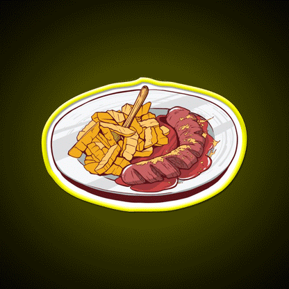 Currywurst With French Fries Snack Food Led Neon Sign Rgb Color - Custom LED neon sign front view