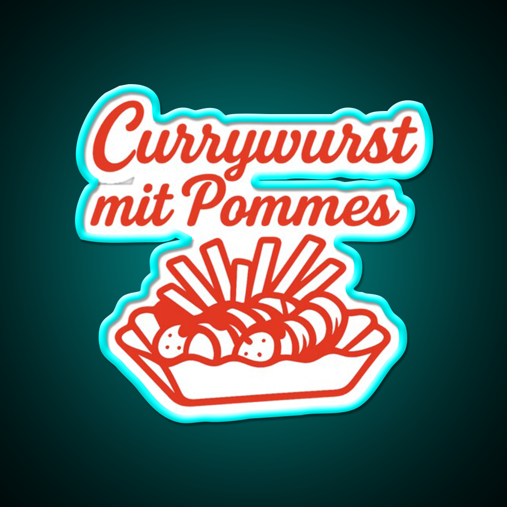 Currywurst With Fries Fast Food Led Neon Sign For Burger Place Rgb Color