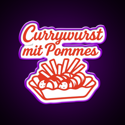 Currywurst With Fries Fast Food Led Neon Sign For Burger Place Rgb Color